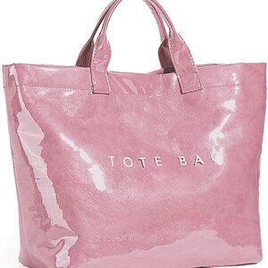 Women's Large PVC Tote Bag Letters Print Handbags Kraft Paper Shoulder Bag Clear